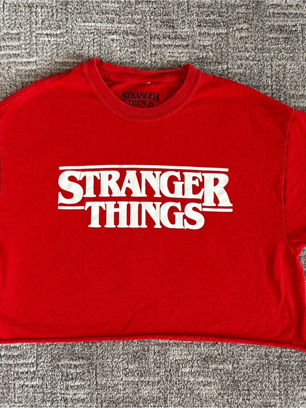 Stranger Things Red Crop Tee - Bold Logo Women's Top